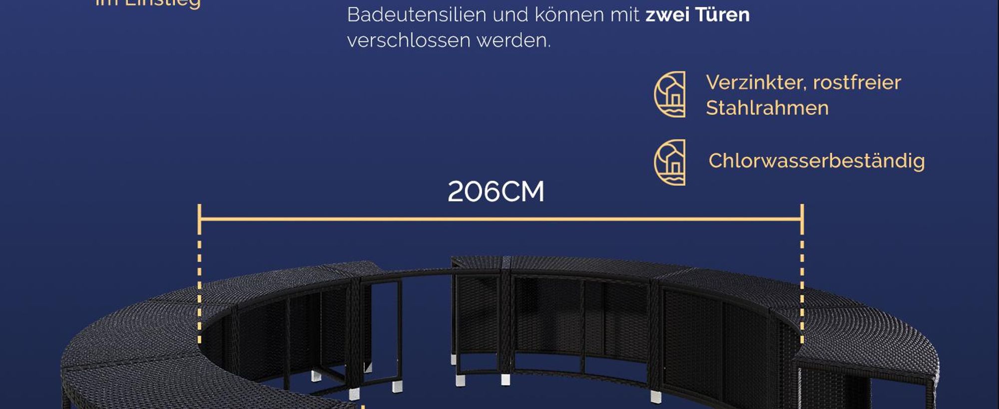 CASARIA Whirlpool Umrandung aus FSC®-zertifiziertem Eukalyptus Holz Ø206 cm