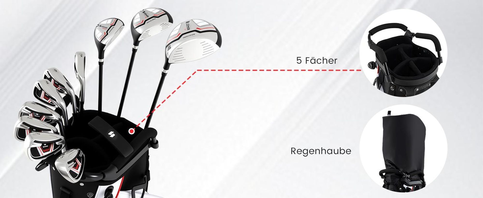 COSTWAY komplettes Damen Golfschläger Set, 15 teilige Golfschlägersätze rechtshändig mit 1 Driver & 3 Fairway & 4 Hybrid & 6/7/ 8/9/ P Eisen & Putter