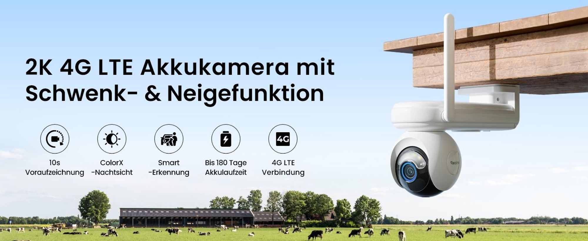 Reolink Atlas Go PT, 2K 4MP 4G 360° PT Überwachungskamera Aussen, 20000 mAh Akku, ColorX Nachtsicht, 10s Voraufzeichnung, Auto-Tracking, KI-Erkennung