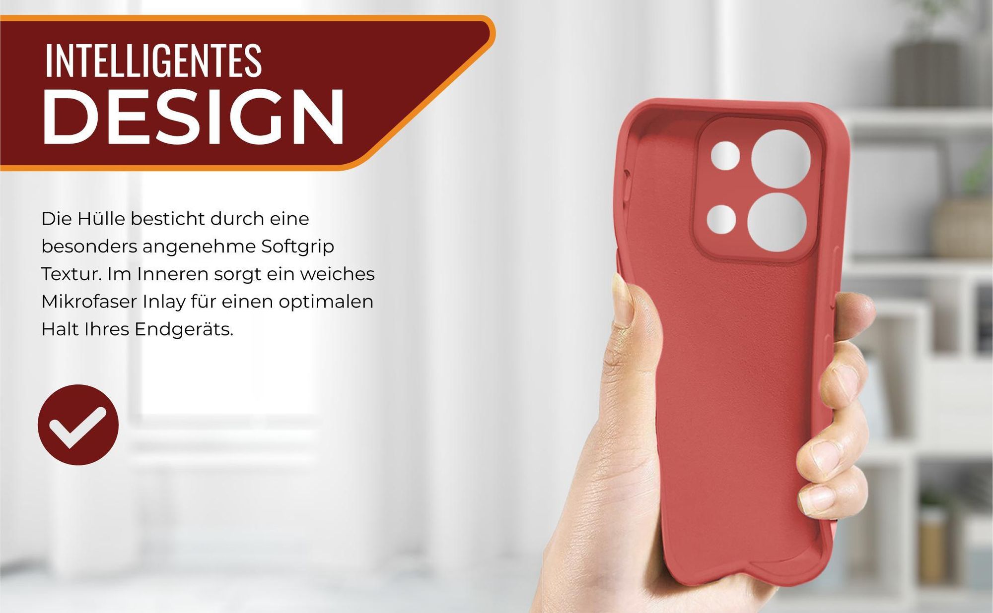 Slimcover in Rot für Xiaomi Redmi 15C mit Mikrofraser Inlay