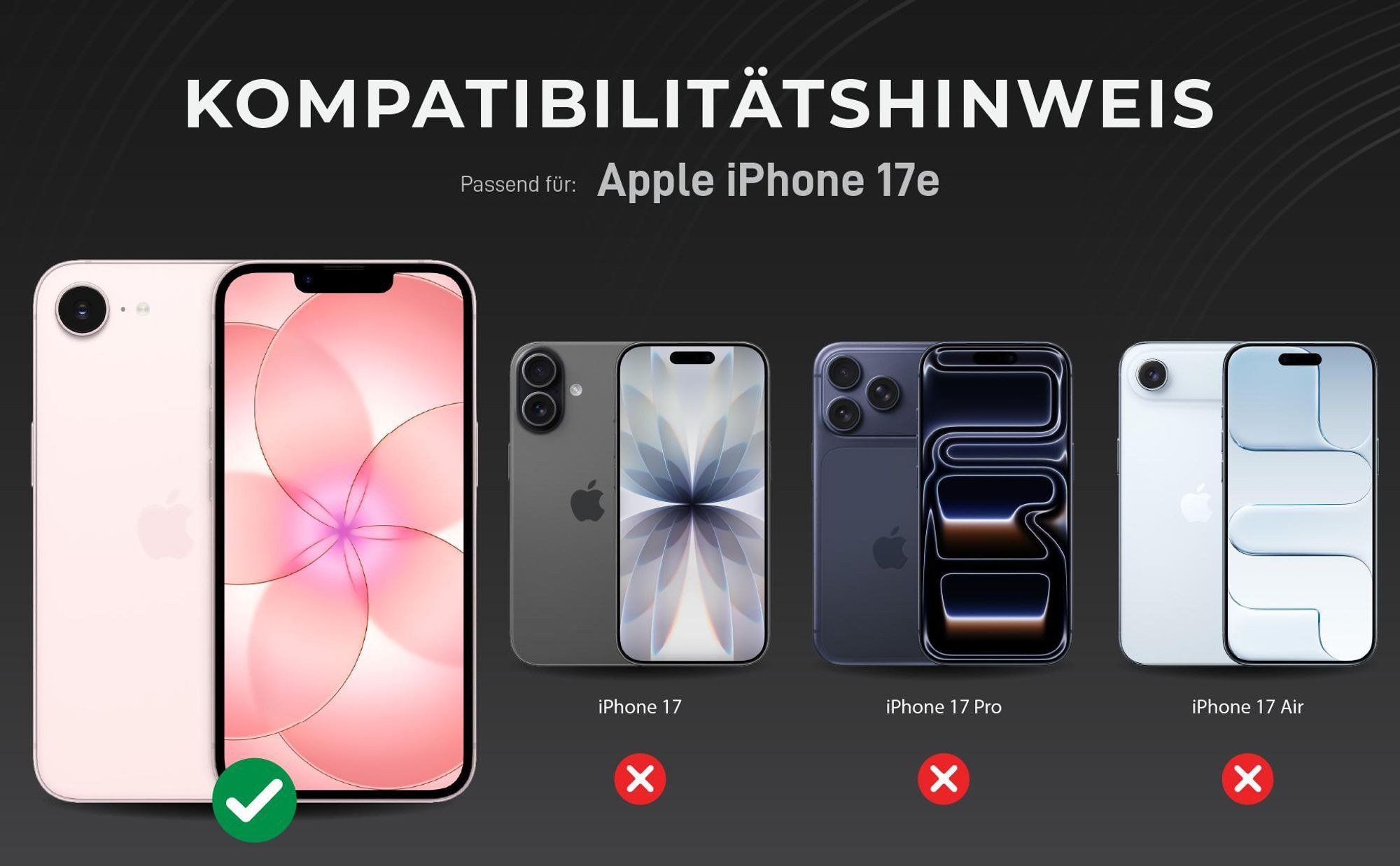 Kompatibilitätshinweise Kameraglas für Apple iPhone 17e