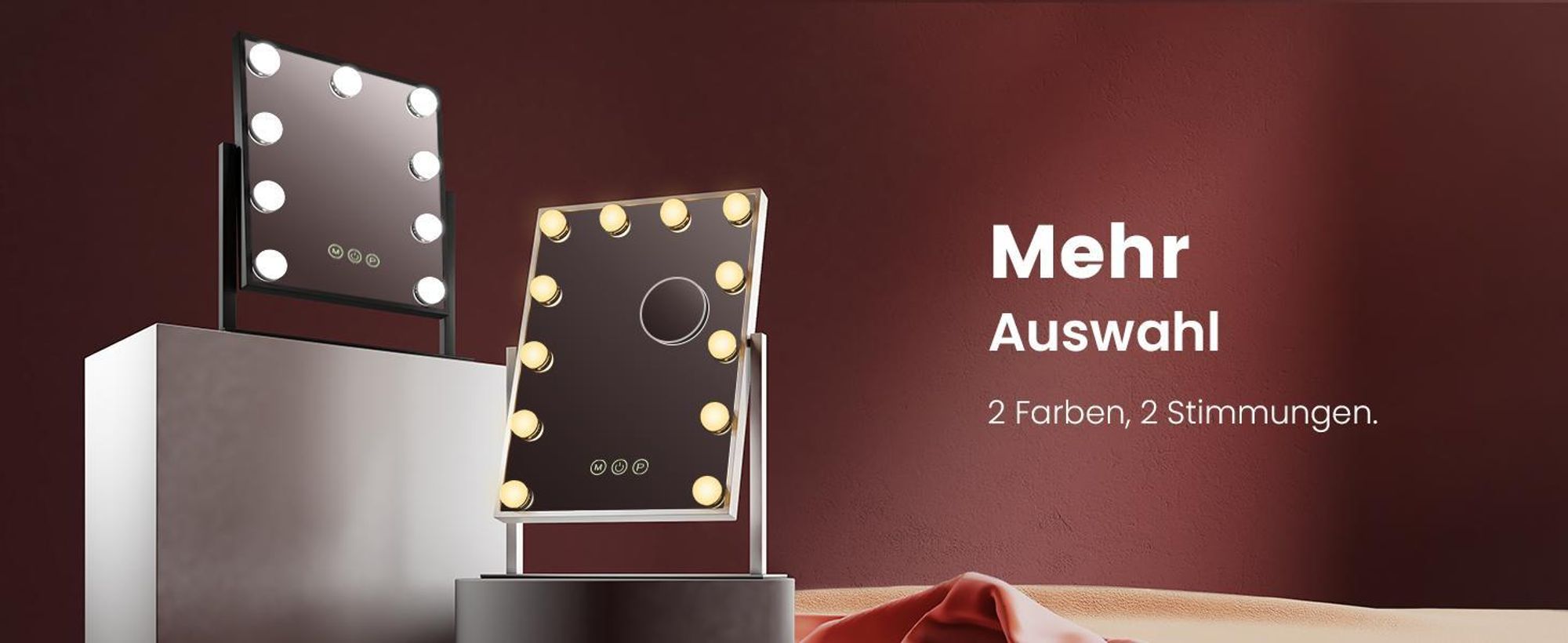 EMKE Kosmetikspiegel mit LED Belechtung 47.5X36.5cm Schminkspiegel 7x Vergrößerung 3 Lichtfarben Dimmbar 360° drehbar, Weiß