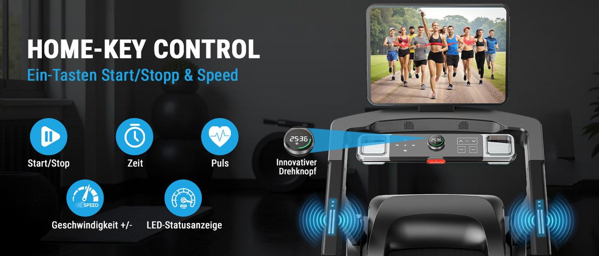 Laufband klappbar AsVIVA T18 Heimtrainer bis 20 km/h 15% Steigung mit Touchscreen Bluetooth bis 150kg für Zuhause