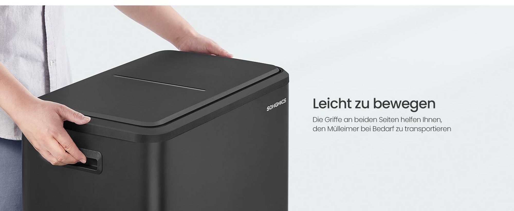Mülleimer Küche, Mülltrennsystem 2 x 30 L, 2 Fächer, Abfalleimer, Inneneimer, Stahl, Softclose-Deckel, wolkenweiß