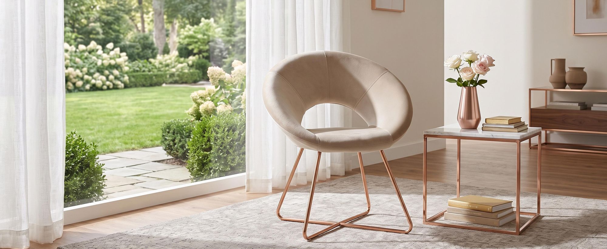 Duhome Esszimmerstuhl Schminktisch Stuhl Wohnzimmerstuhl Samt Sessel Küchenstuhl Polsterstuhl mit Gold Metallbeine, Beige
