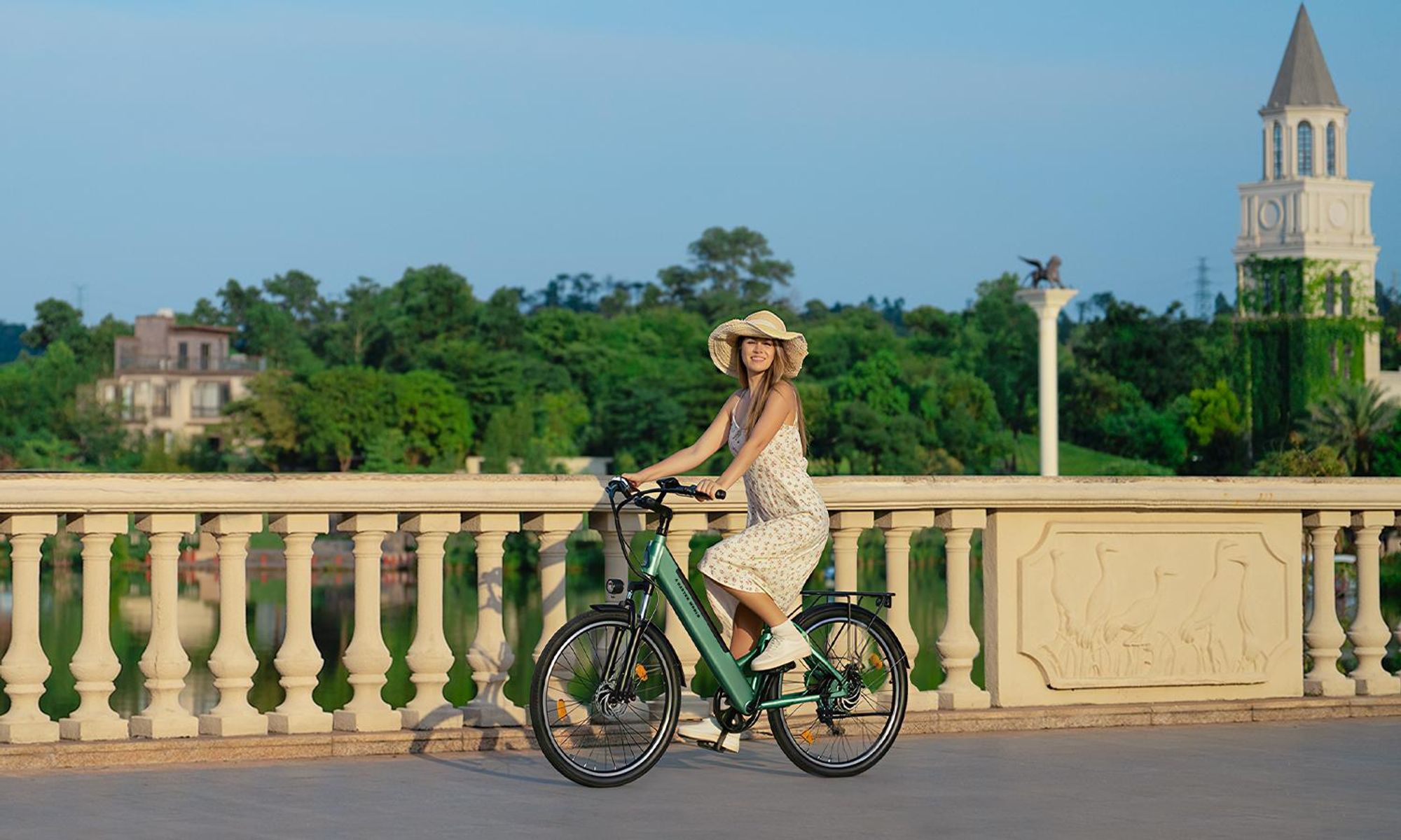 AVDL A32 elektrische stadsfiets, groen, 26 inch, 460 Wh accu, 250 W motor, Shimano 7 versnellingen, schijfremmen, lcd-display