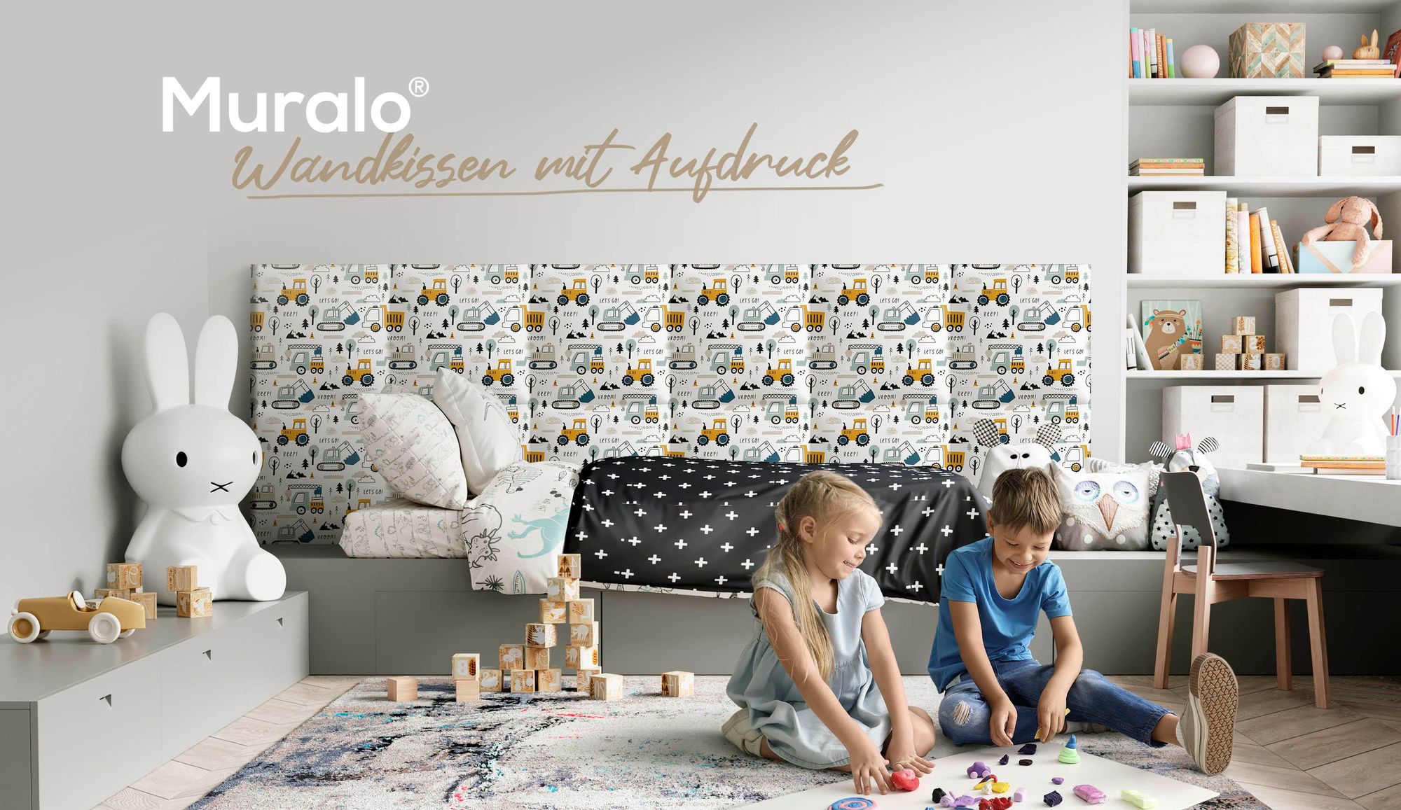 Gepolsterte Wandpaneele vereinen Schutz, Komfort und Design - ideal fürs Kinderzimmer