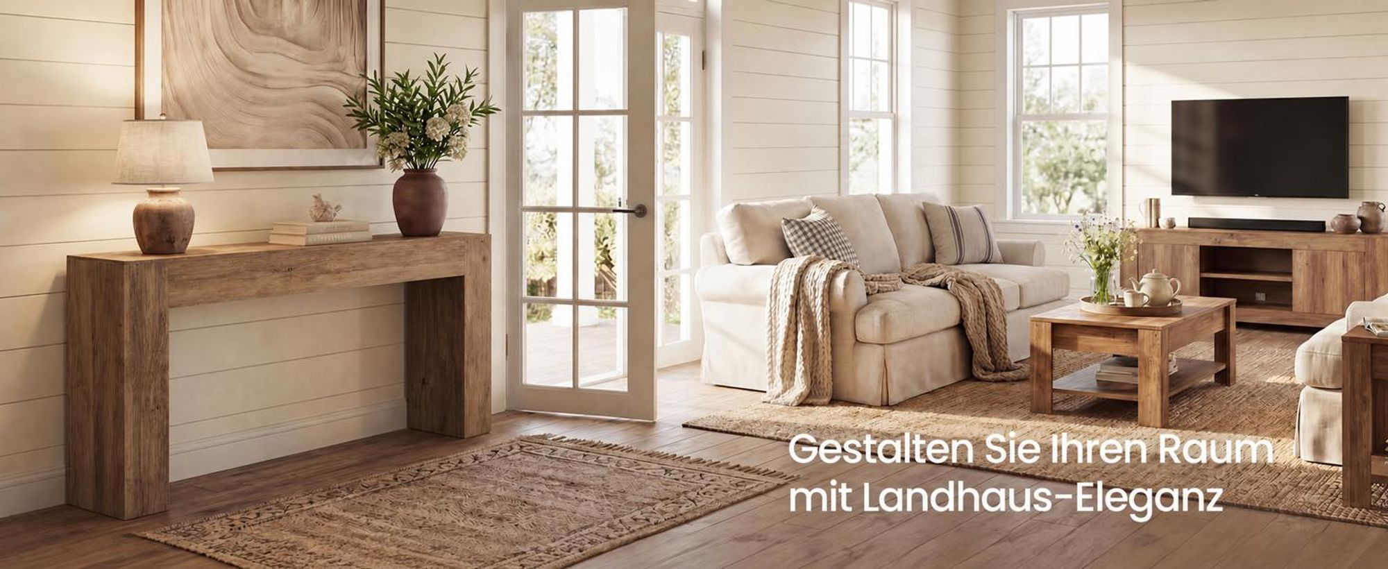 VASAGLE Konsolentisch in U-Form, Minimalistischer Flurtisch für Wohnzimmer, 160 x 30 x 80 cm, Warmbraun