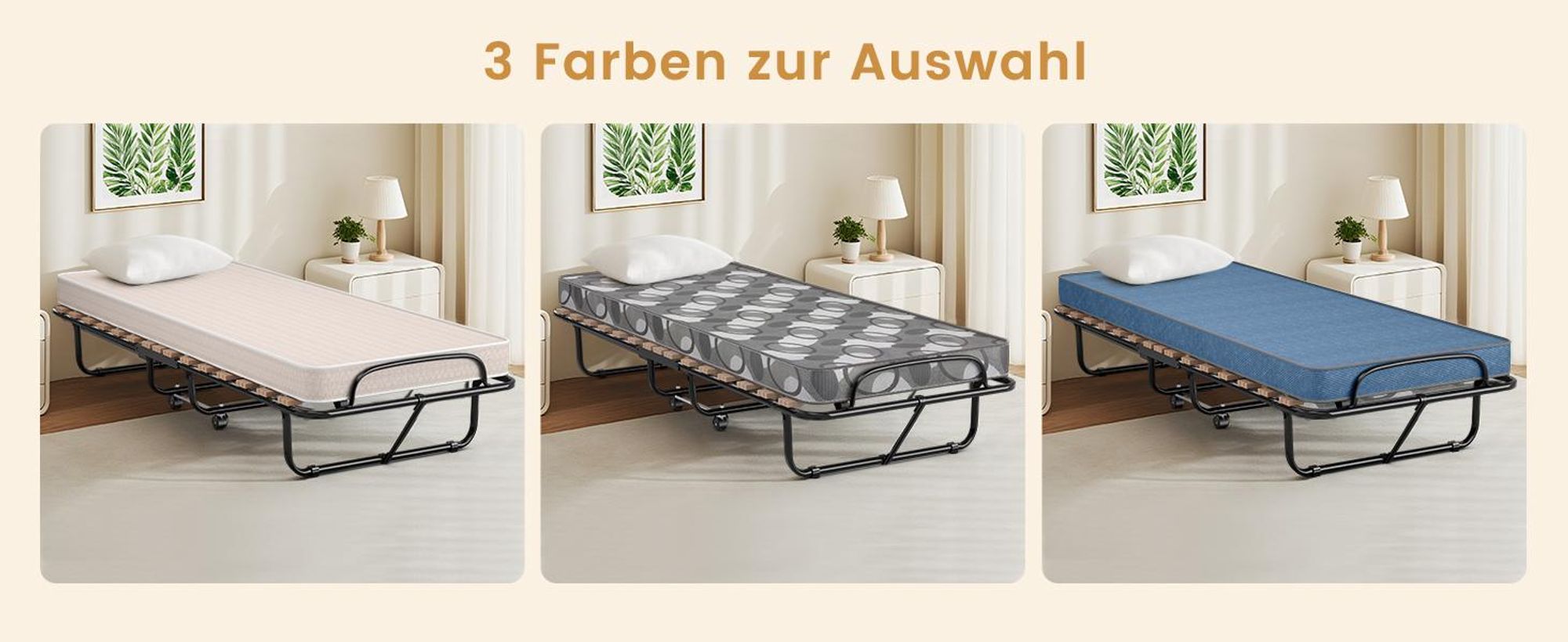 COSTWAY 80x190cm Gästebett klappbar mit Matratze, 130kg belastbar