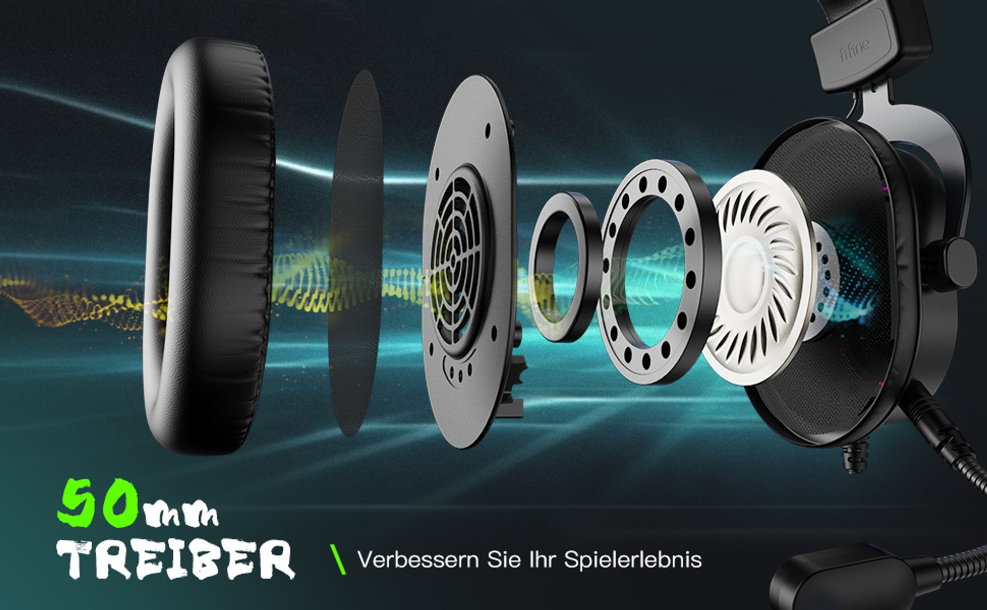 FIFINE Gaming Headset mit Mikrofon Over Ear Kopfhörer mit Kabel USB Headset