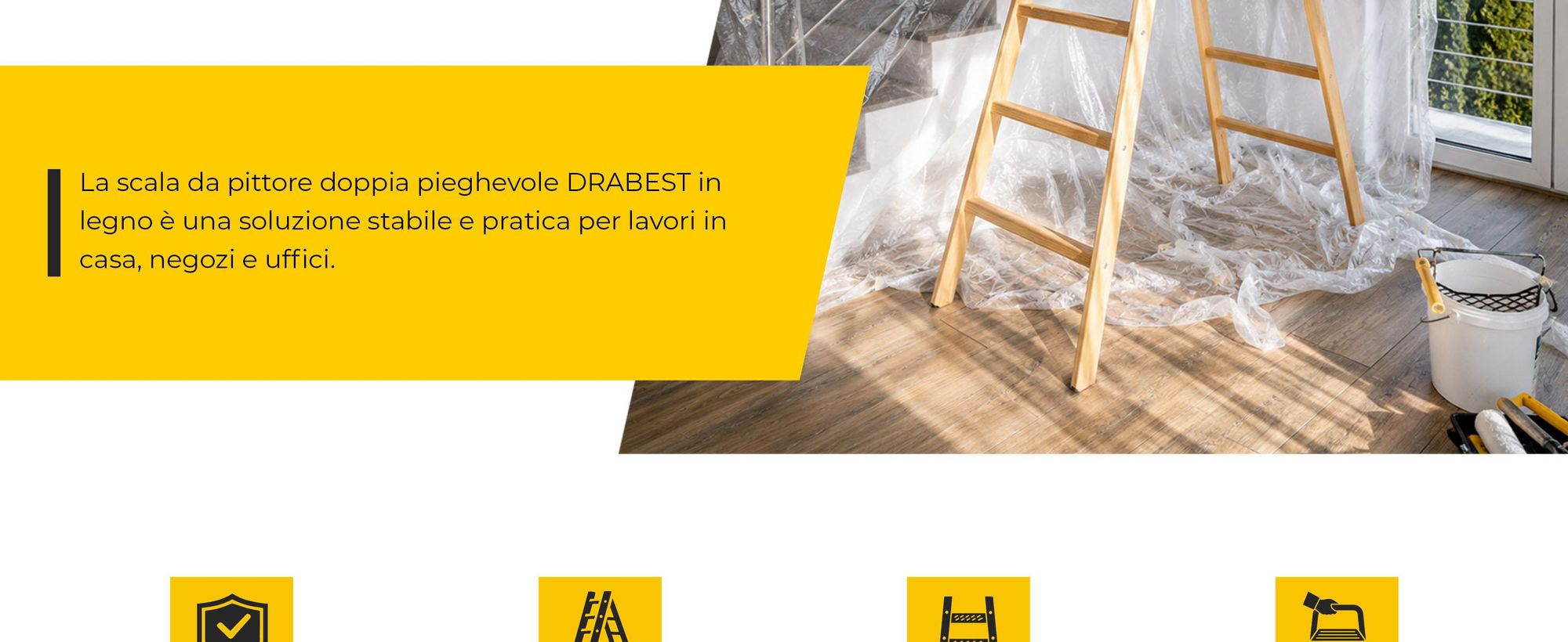 Drabest | Scala en bois 7 gradini 150 kg - Conception stable - Idéale pour la maison et le travail