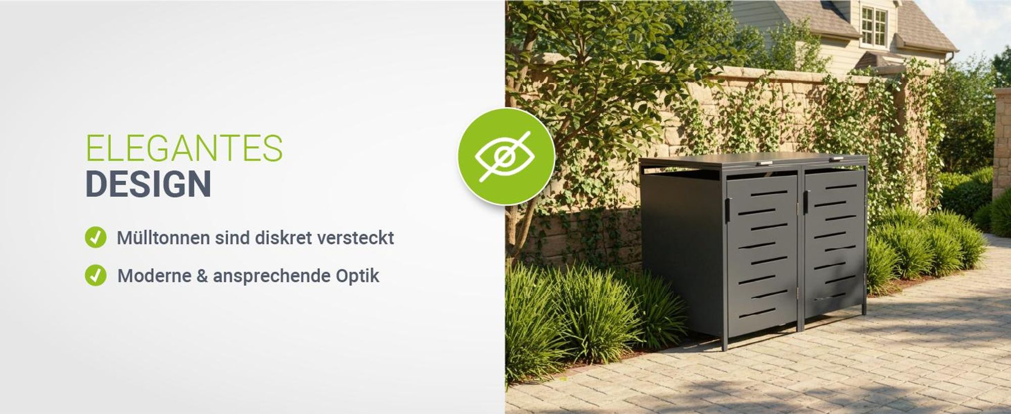 Juskys Mülltonnenbox Arel 2er - Metall Gartenbox - Anthrazit