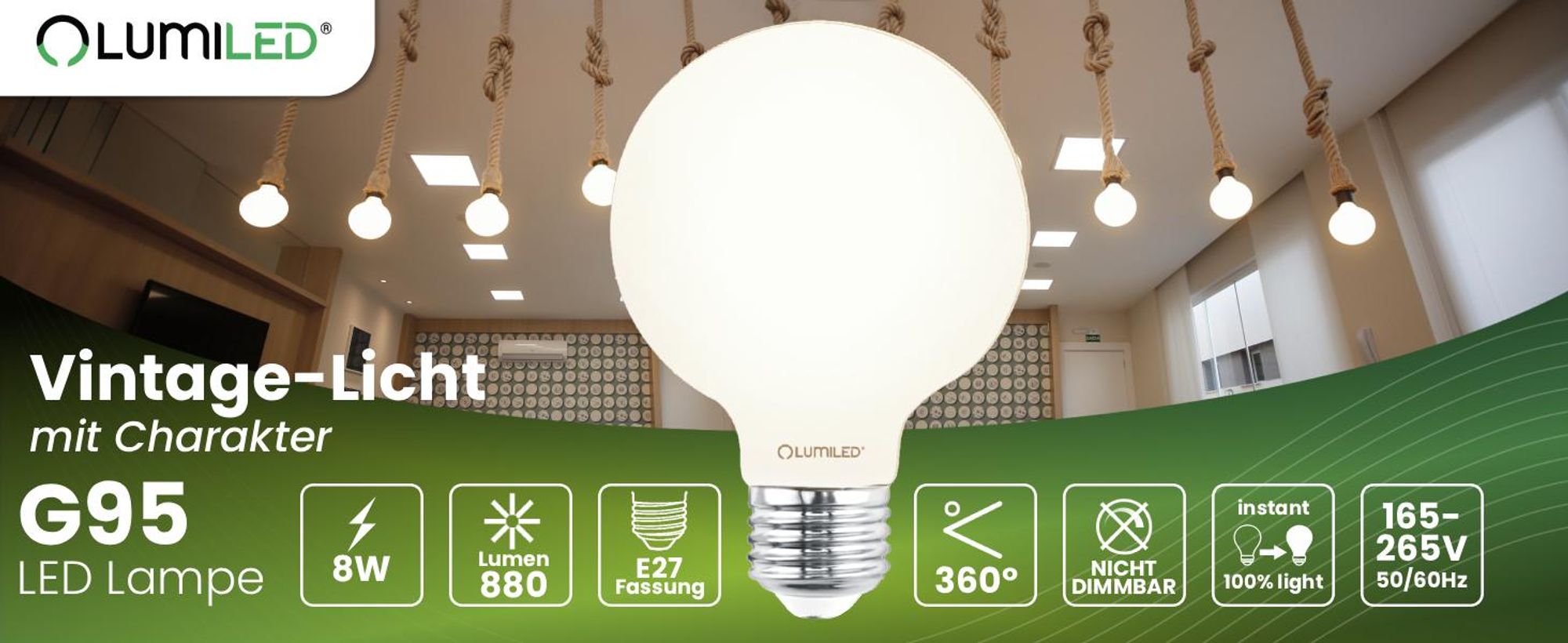 LUMILED 3x E27 LED Lampen G95 Globe matt 8W Ersetzt 75W Glühlampe 880lm Leuchtmittel 4000K Neutralweiß Glühbirne milchig Filament Glas Große Kugel Deko 3 Stück Birnen Haus Café Bar ?95mm