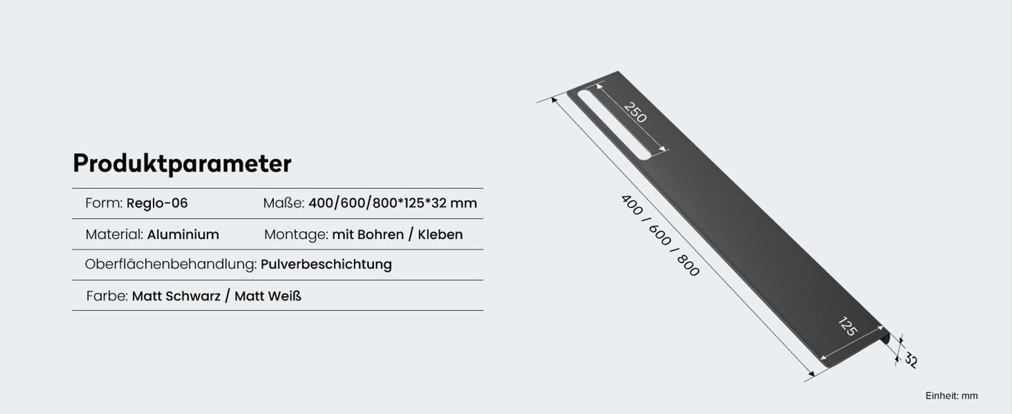 doporro Duschablage ohne Bohren aus Aluminium 60 cm, selbstklebendes Duschregal mit Handtuchhalter, 2-in-1 Badezimmer Organizer Matt schwarz Reglo-06