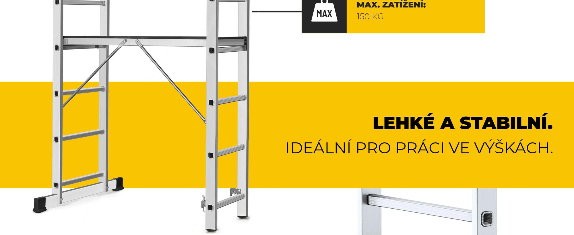 Drabest - Víceúčelový žebřík + lešení BASIC - 2x7, nosnost plošiny: 150 kg, rozměry plošiny 33x114 cm