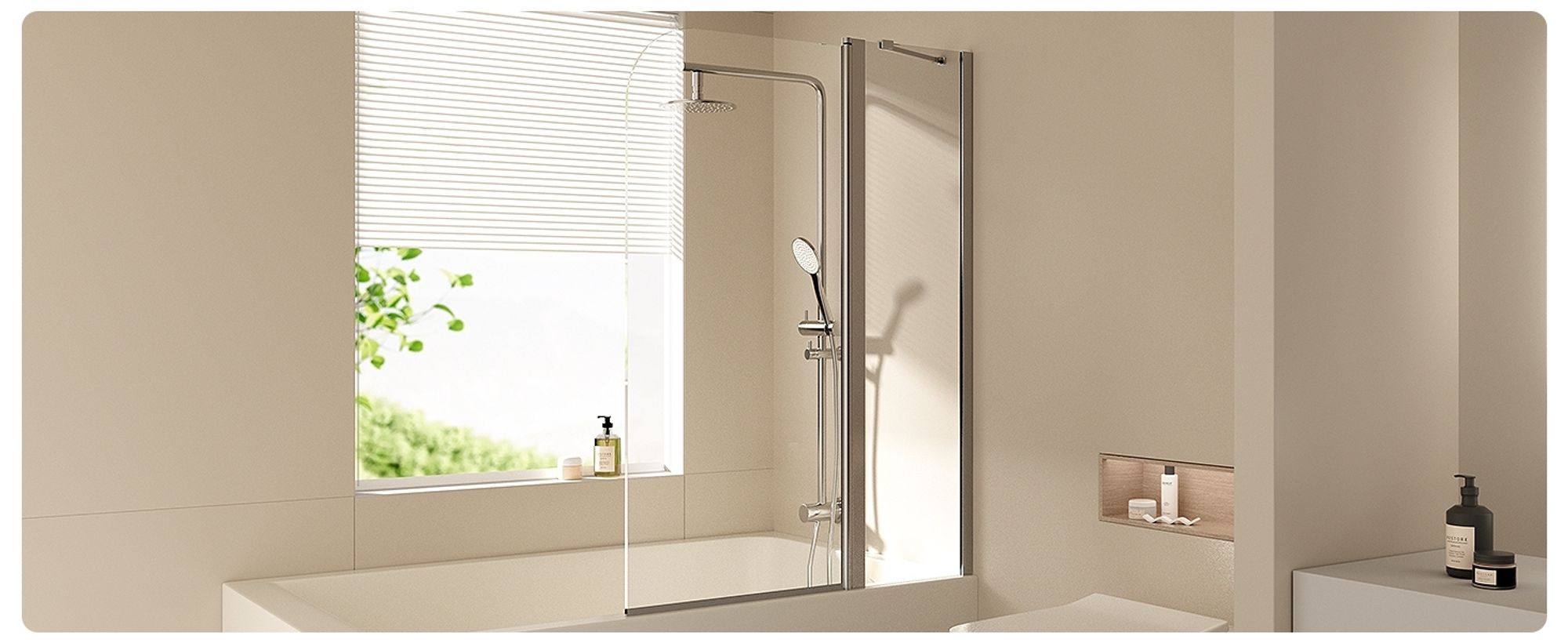 EMKE 100x140cm Badewanne Duschwand schwingen mit fester Verkleidung mit NANO einfach-Reinigung Beschichtung Faltwand 6mm Sicherheitsglas