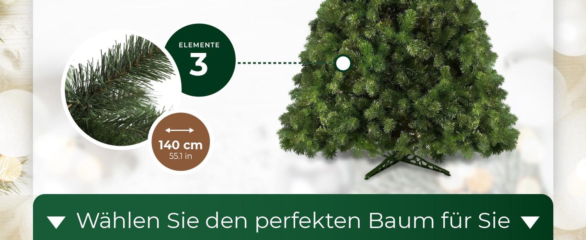 KADAX Künstlicher Weihnachtsbaum, Weihnachtsbaum, 220cm, Tanne, 295 Zweige