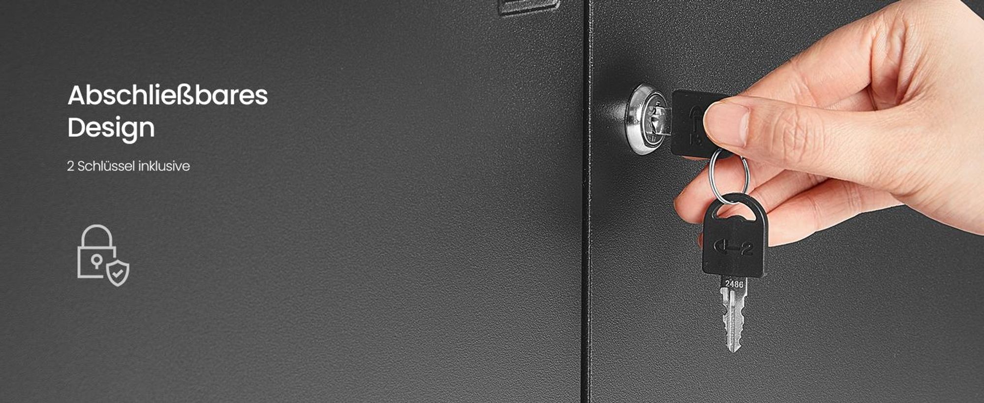 SONGMICS Stahlschrank mit 2 Türen, abschließbar, 3 verstellbare Ablagen, Aufbewahrungsschrank für Büro, 80 x 40 x 140 cm, schwarz
