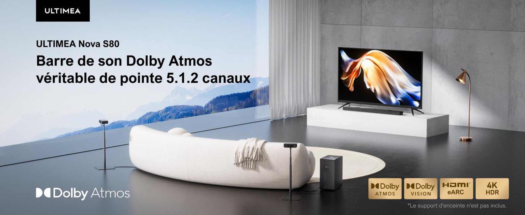 ULTIMEA Barre de son 5.1.2 canaux pour téléviseurs avec Dolby Atmos, Système de son surround home cinéma avec subwoofer pour un son cinéma, HDMI/Opt/Bluetooth