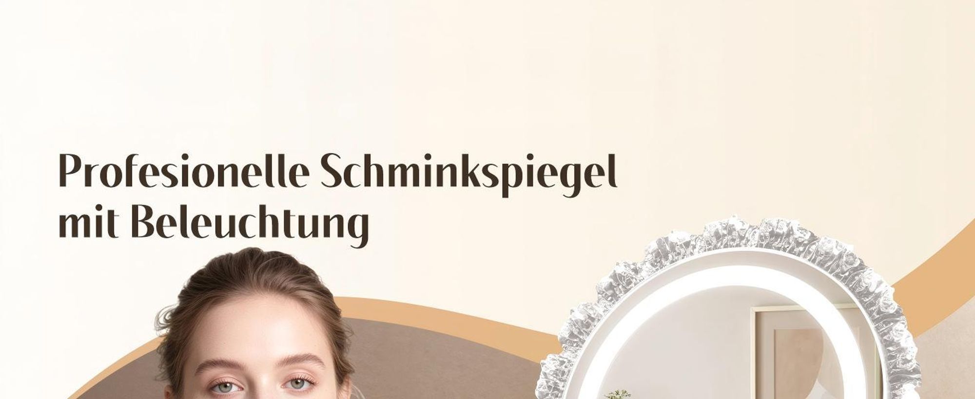 ZMH Rund Schminkspiegel mit Beleuchtung Hollywood Spiegel 40×48CM LED Schminktisch Kosmetikspiegel Make Up Mirror Klein Runder Schminktischspiegel