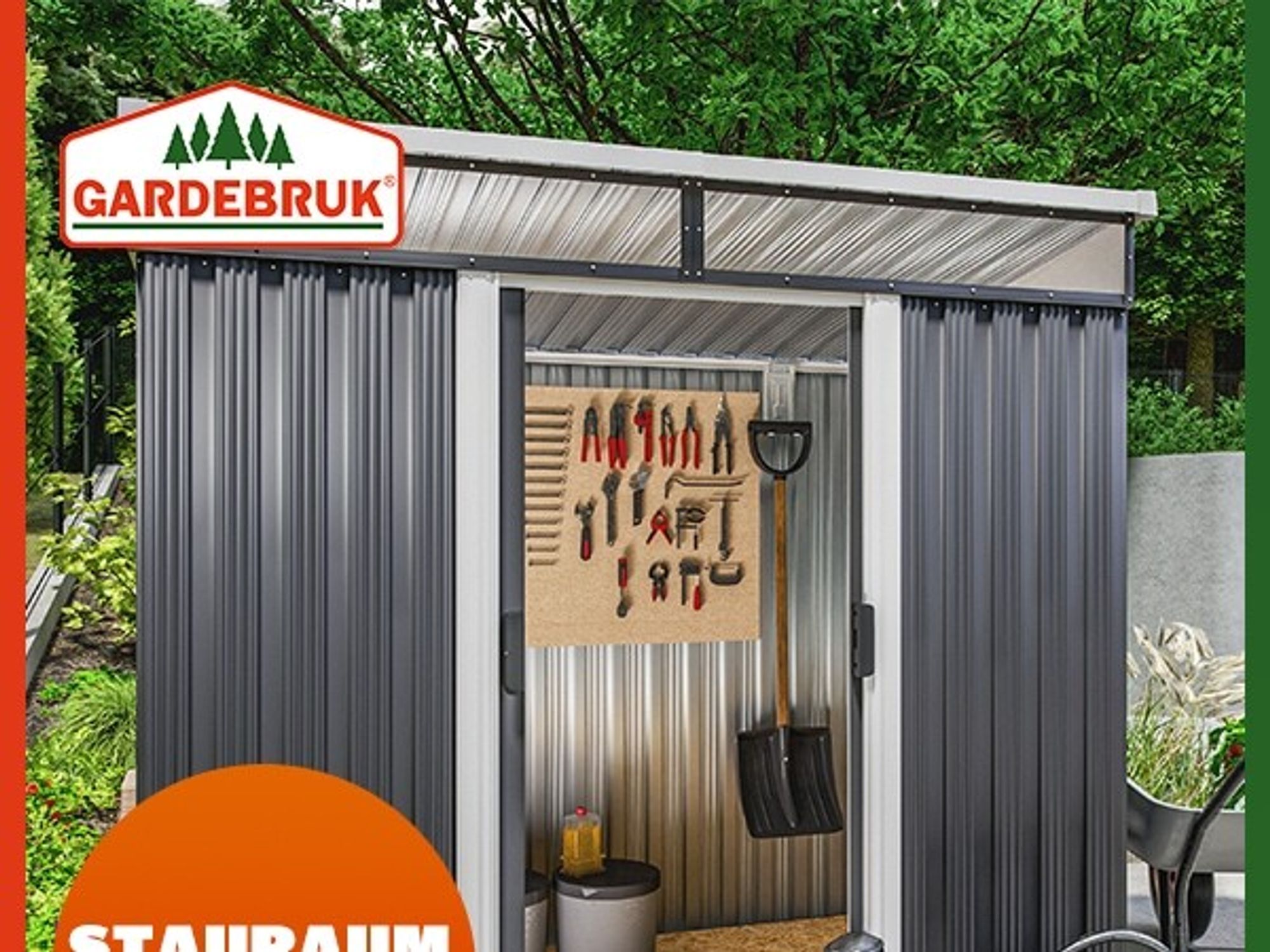 GARDEBRUK® L Metall Gerätehaus 2m² mit Fundament 200x125x180cm 2 Fenster Anthrazit Geräteschuppen Gartenhaus 4m³