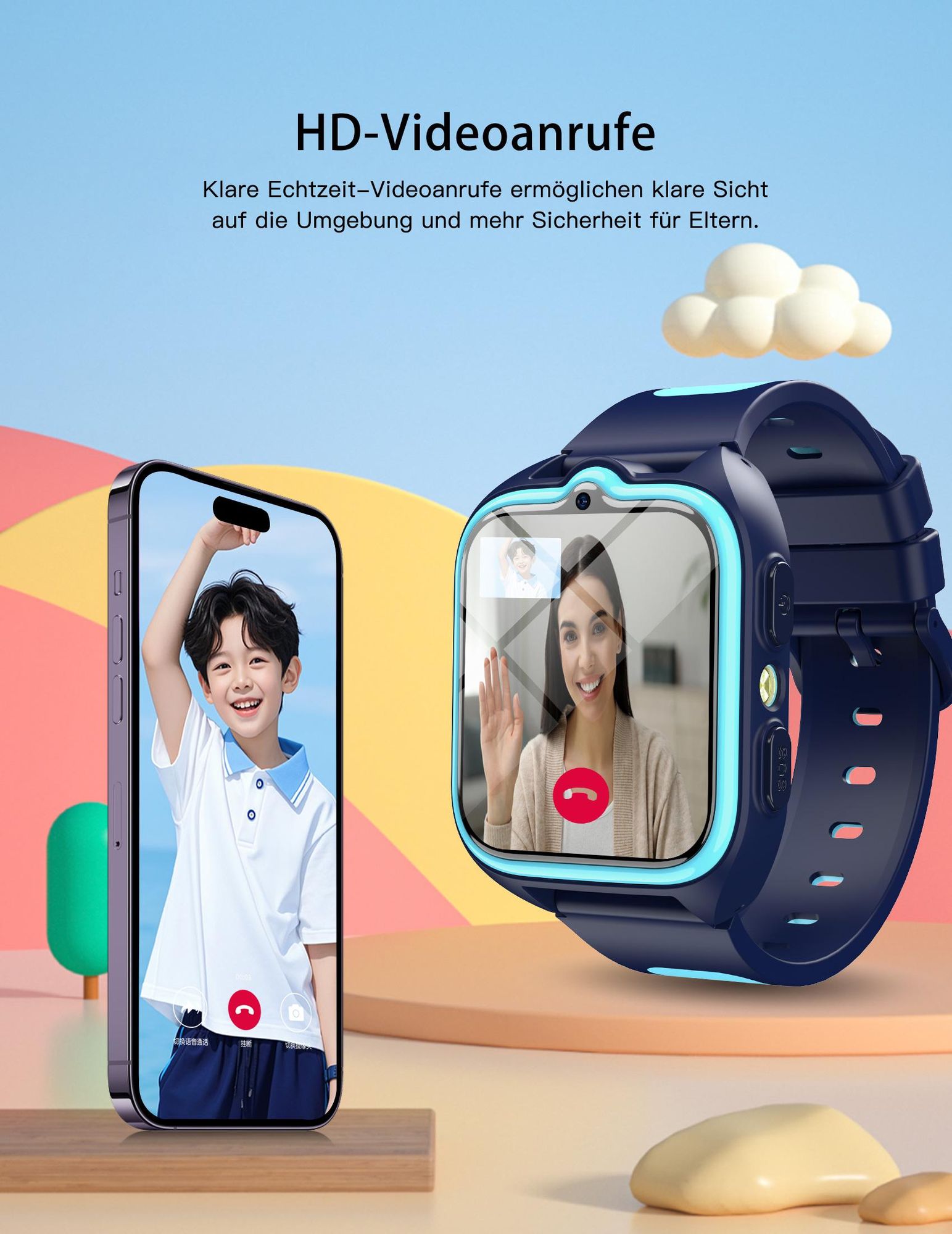 Z30 4G  Wasserdichtes Kinder SmartWatch mit GPS+LBS+WiFi SOS-Kamera-Armbanduhr, 800 mHA für Kinder Mädchen Jungen Ab 3 Jahre Touchscreen