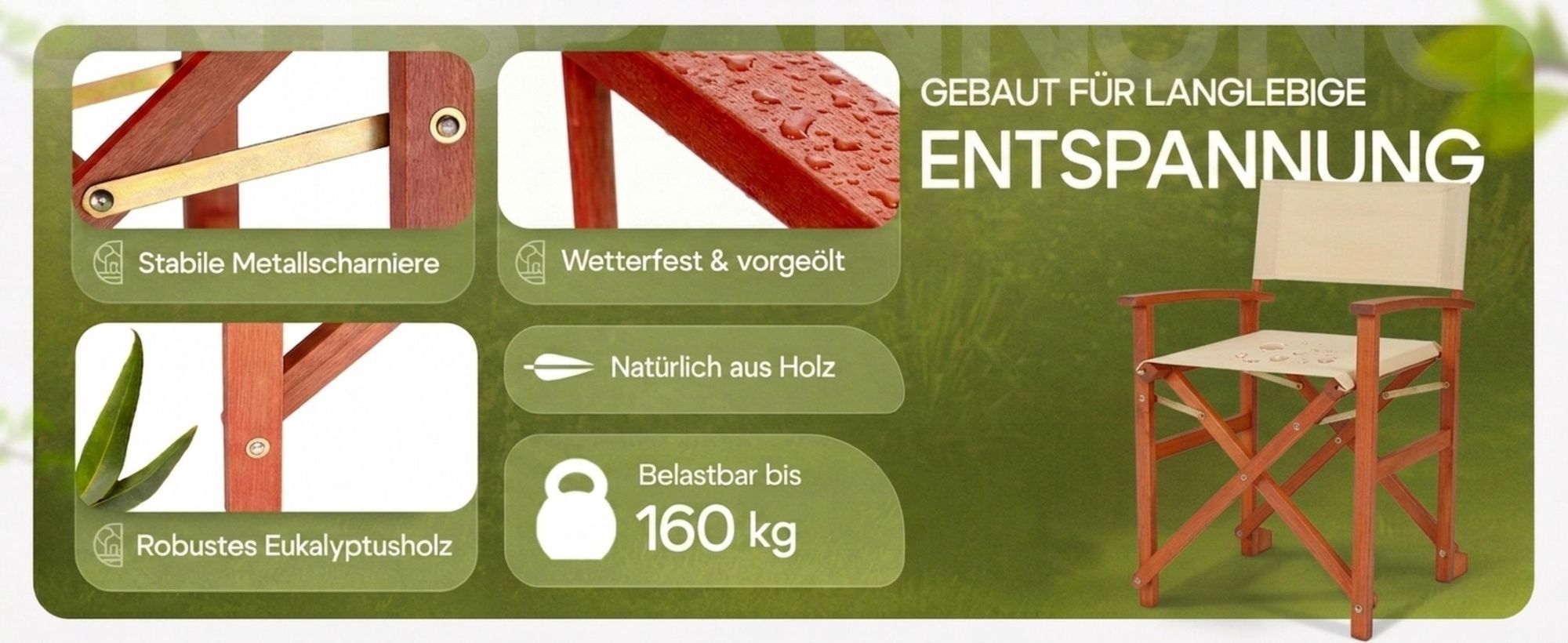 CASARIA® Regiestuhl 2er-Set, wetterfest, FSC®-Zertifiziert, rot