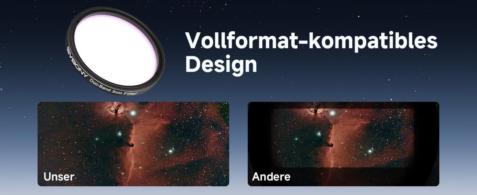 SVBONY SV220 Teleskopfilter, H-Alpha & OIII, 3 nm Dualband 2" Nebelfilter, zum Fotografieren von Mond Planeten, Naturlandschaften (2in)