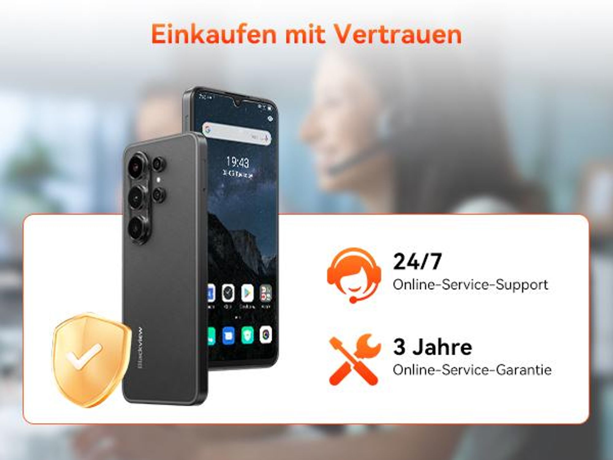 Blackview Wave 10C smartphone Ohne Vertrag, Android 16, 6.88", 120Hz, 1080p, Dual SIM, Face ID, 5000 mAh, Gemini AI, DokeOS 5.0, 1080p, 4G