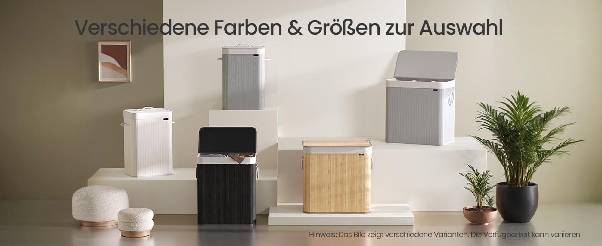 SONGMICS Wäschekorb mit Deckel, 72 Liter, Wäschesammler aus Bambus, faltbar, Naturfarben