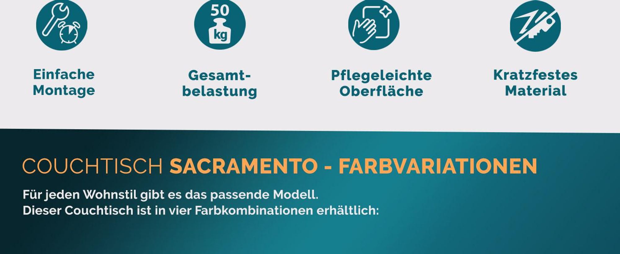 CASARIA Couchtisch mit Stauraum Weiß Anthrazit