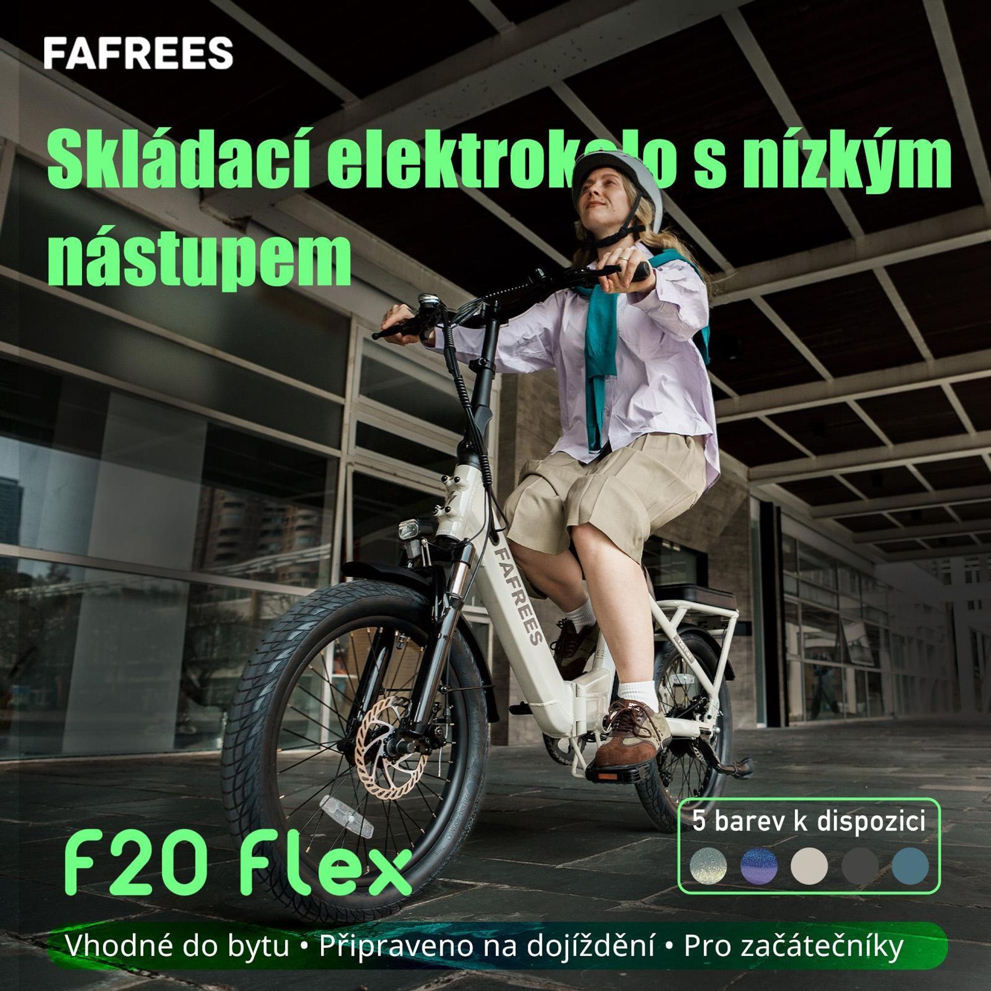 FAFREES F20 Flex E-bike skládací - motor 250W baterie 36V25Ah 95KM - Zelená Fialová