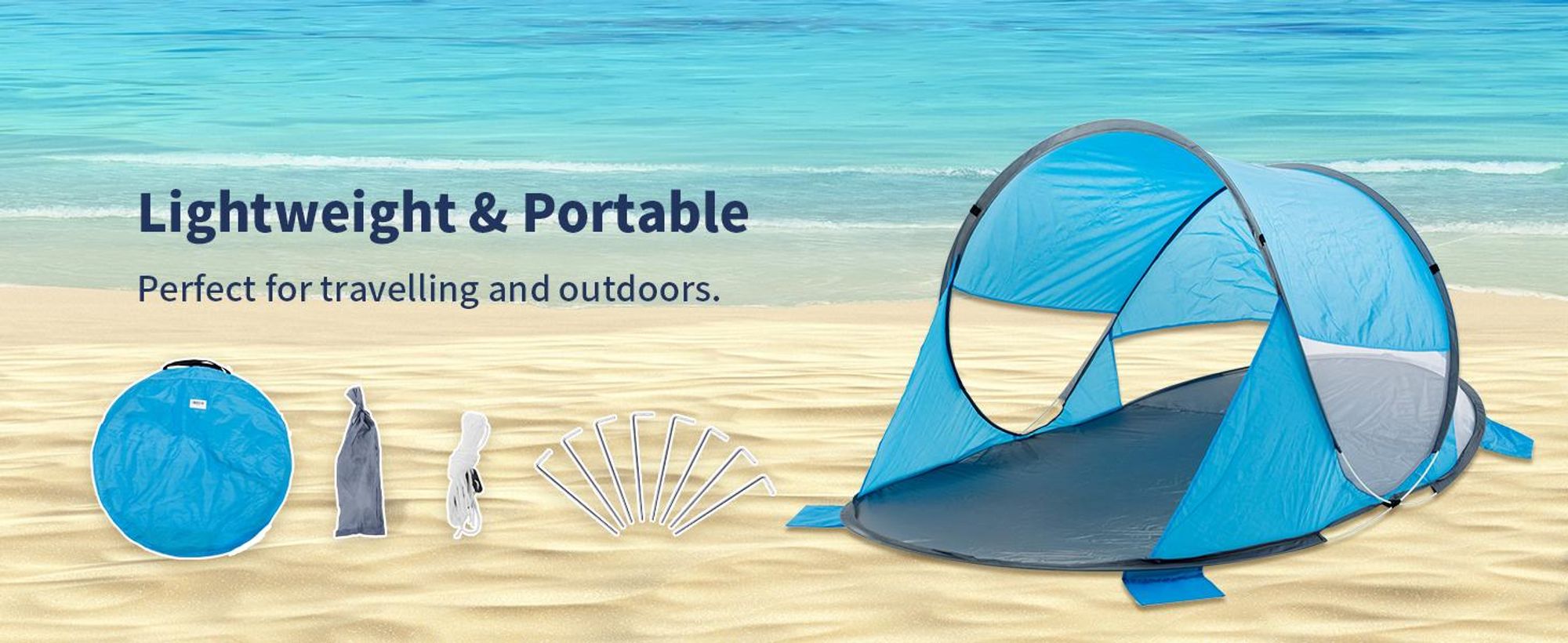 Duhome beach shell pop up beach tent počasí a ochrana soukromí hod stan přenosný UV40+ pavilon 3 osoby pro kempování piknik, světle modrý