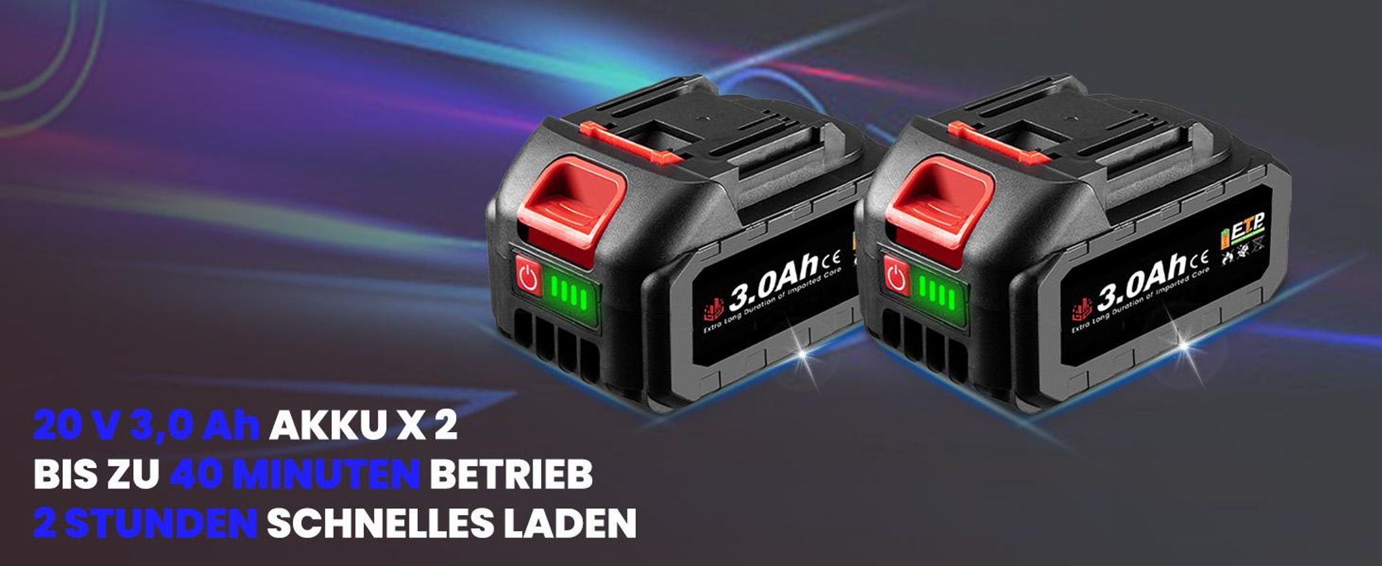 Akku Laubbläser, Elektrische Luftgebläse mit 2x Akku und Ladegerät, 350km/h 6-Gang Luftgeschwindigkeit, für Rasenpflege, Hof, Garage, Blätter