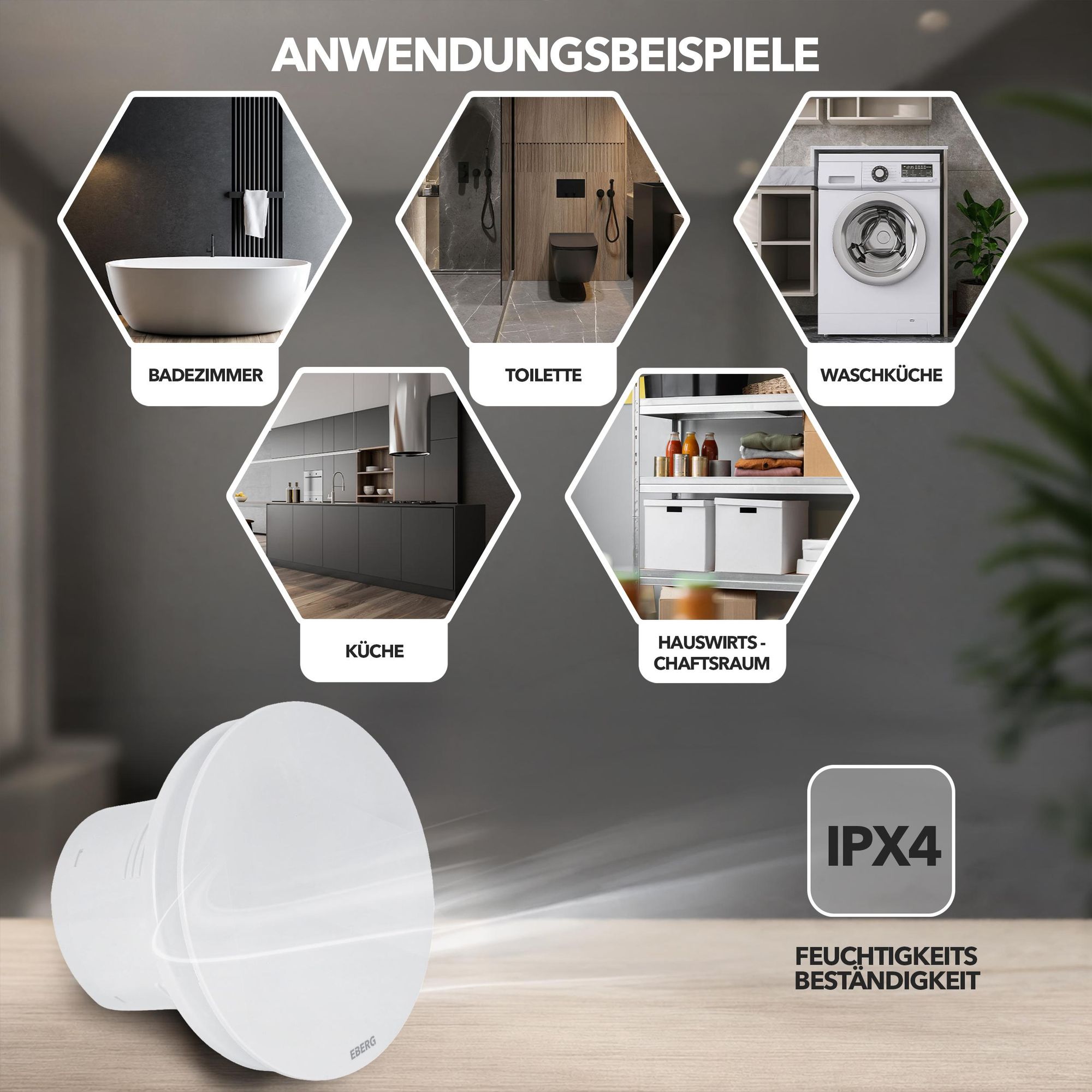EBERG AXO 100 Badlüfter 100 mm Rückstauklappe Kugellager Weiß