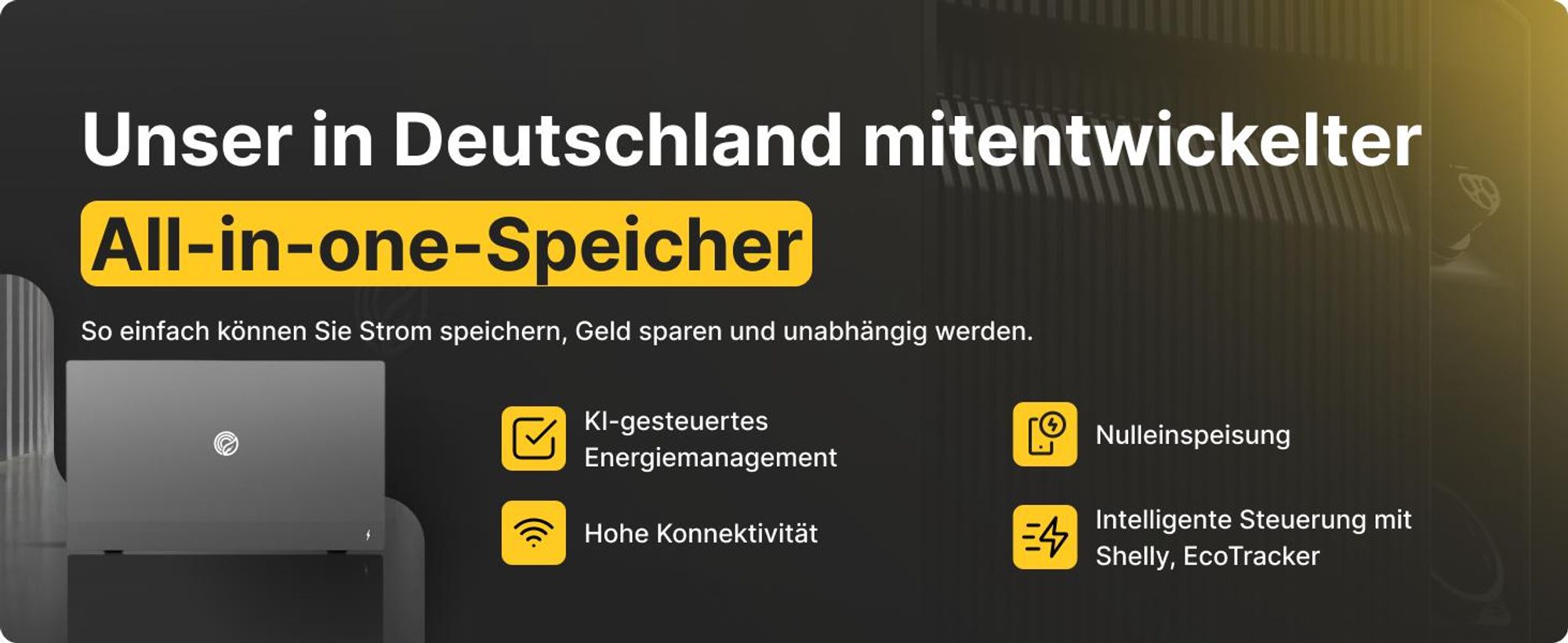 Solakon ONE Erweiterungsspeicher mit 2,11 kWh Kapazität für Balkonkraftwerk, modulare Erweiterbarkeit auf bis zu insgesamt 6 Einheiten (12,66 kWh)