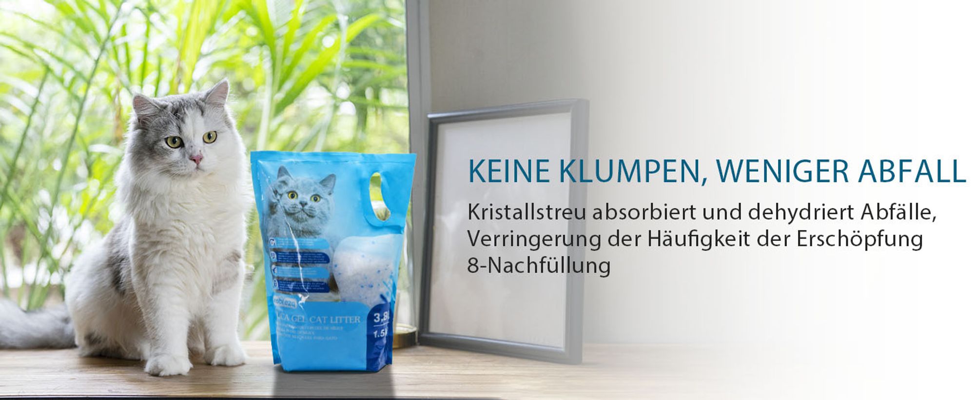 3.8L Kristall Silikonstreu für Katzen,antistatisch und sicher staubfrei extrem saugfähig ,hält Gerüche zurück
