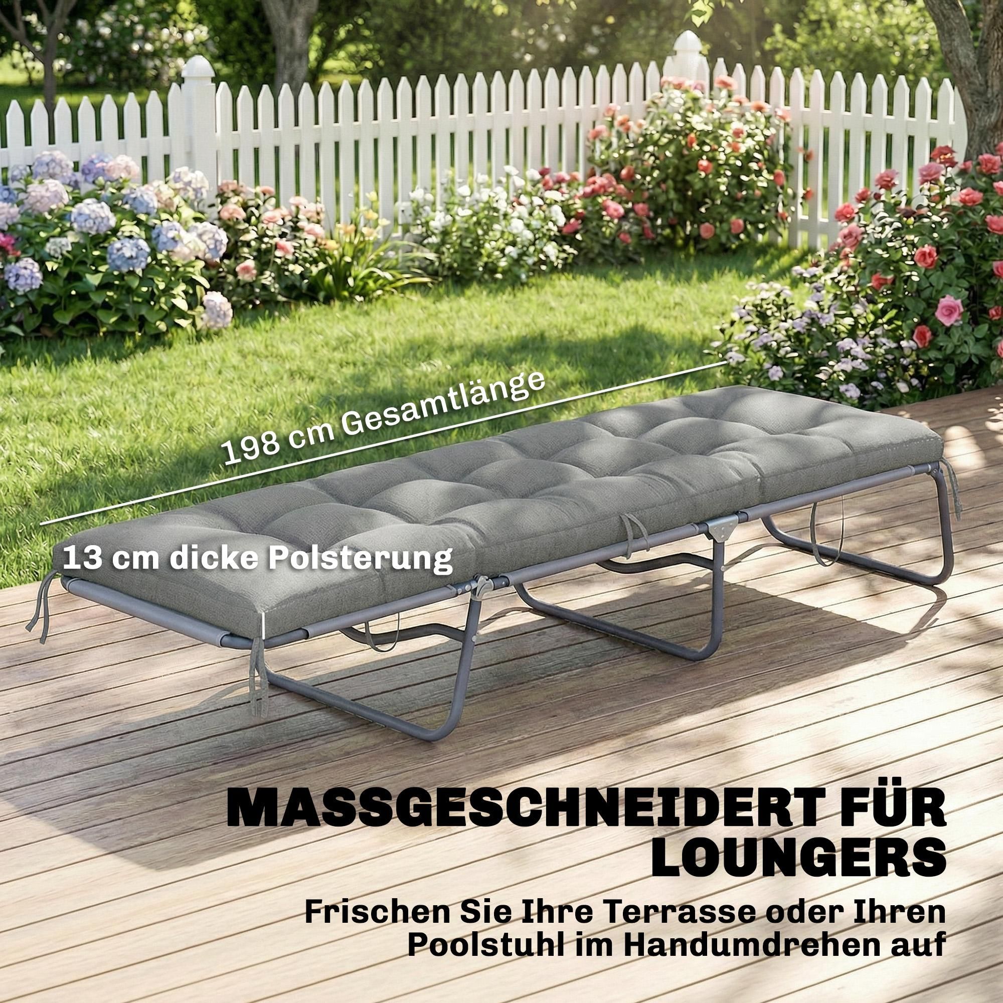 Gartenliege Palettenkissen 198cm
