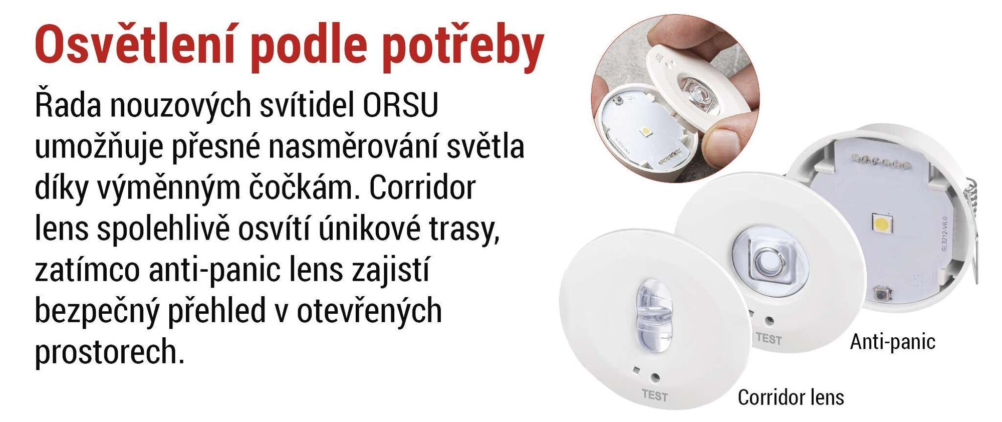 EMOS LED Nouzové světlo ORSU 1W se 2 čočkami a dobíjecí baterií, s funkcí automatického testu, 3hodinový nouzový režim, zapuštěná montáž, ZN1330
