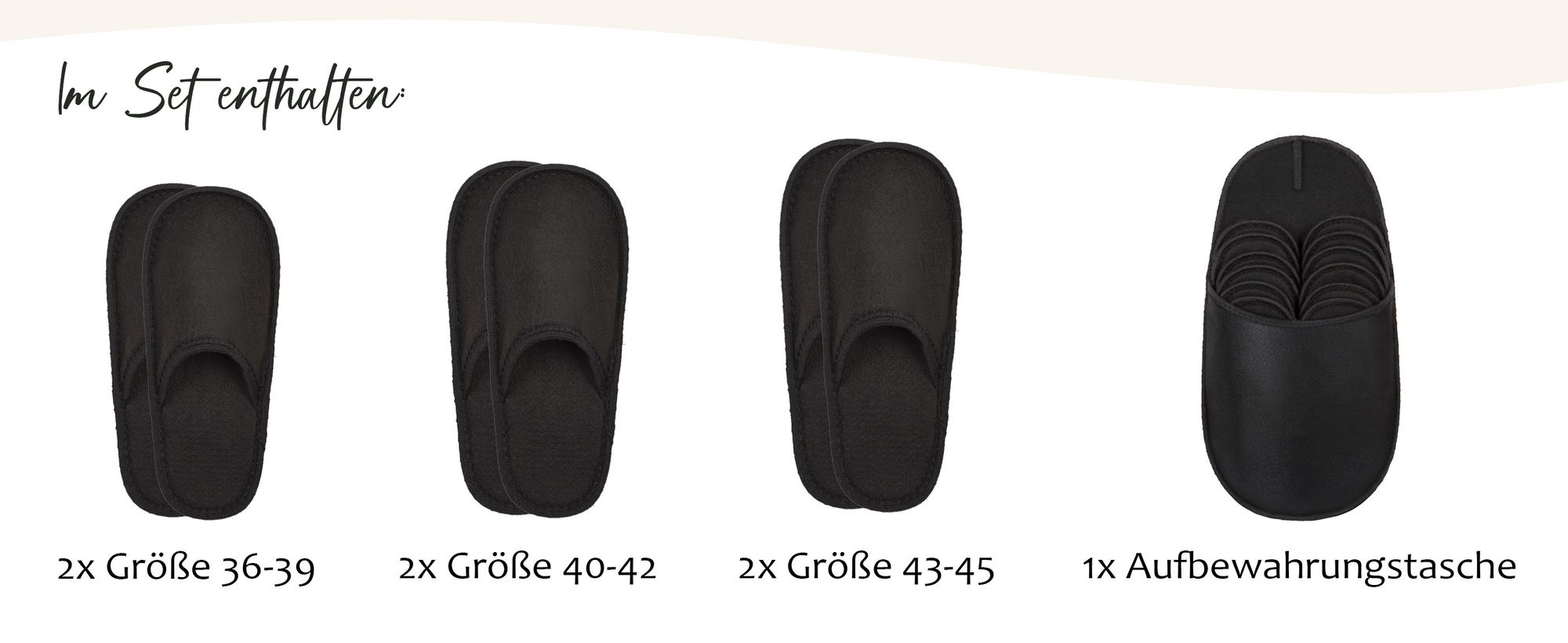 ONVAYA® ABS Gästepantoffel | Schwarz | 6er Set | Antirutsch Sohle | Hausschuhe | Filzpantoffel | Gr. 36-45 Gästehausschuhe