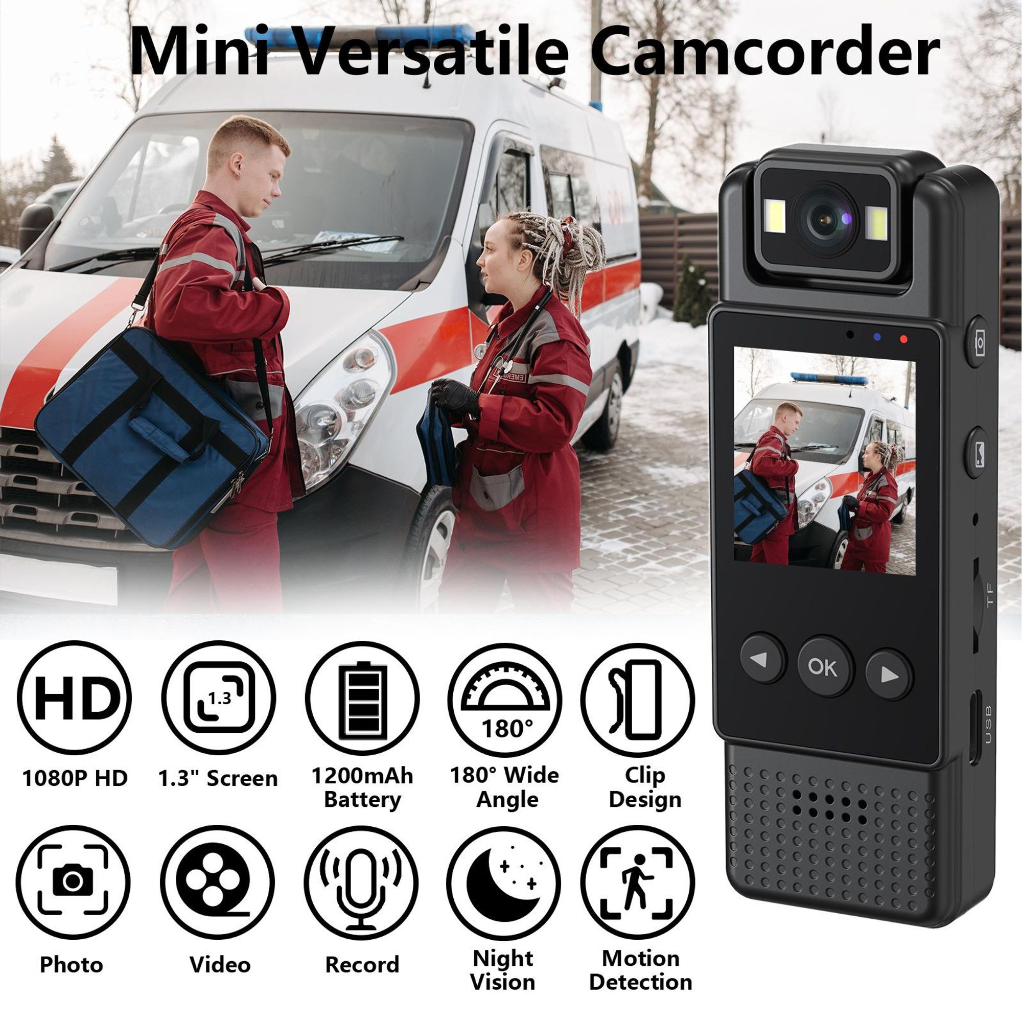 Mini-Kamera zum Anstecken, tragbar, mit Nachtsichtfunktion 1080pTaschenkamera