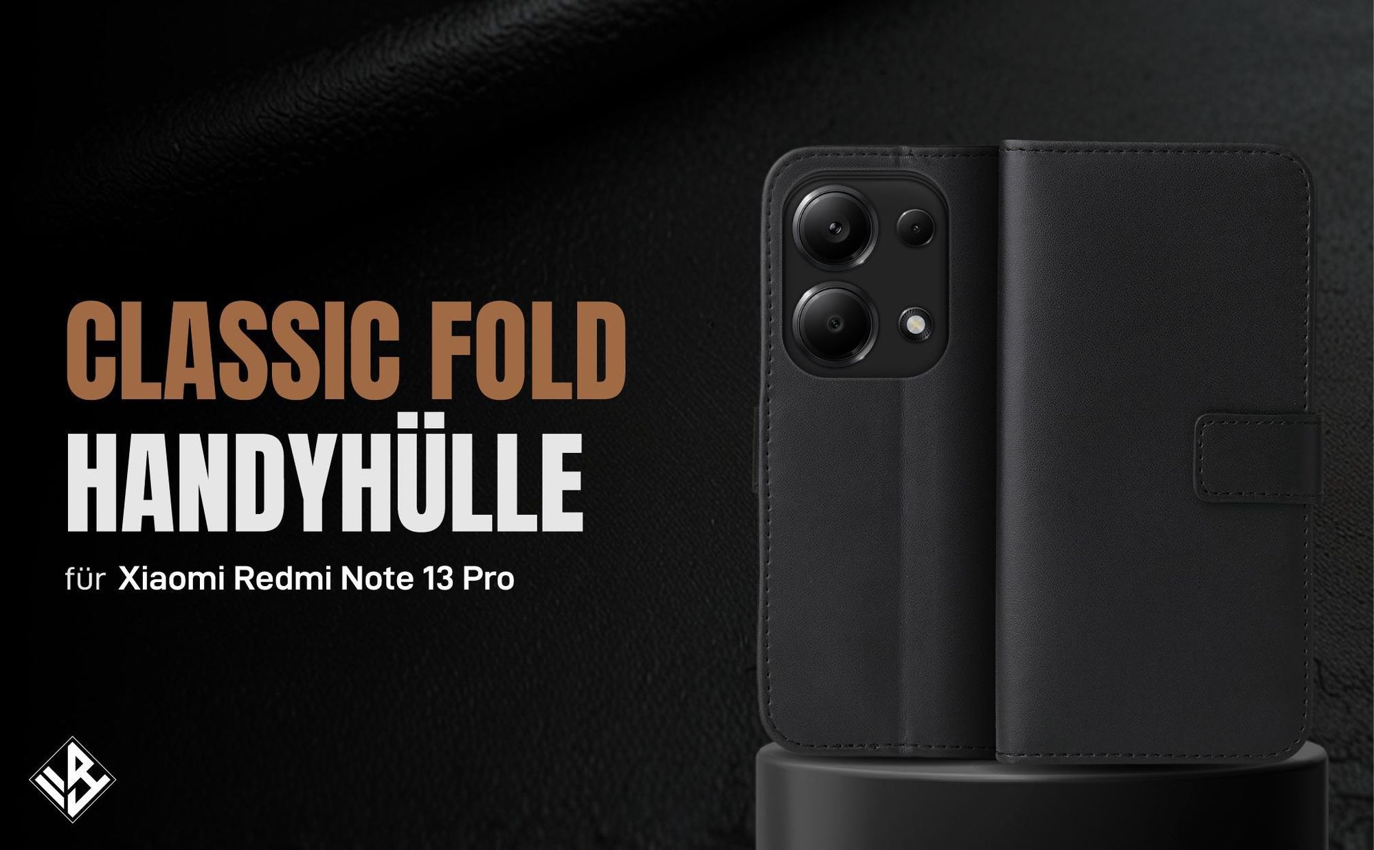 Schwarze Klapphülle für Xiaomi Redmi Note 13 Pro mit Wallet-Funktion