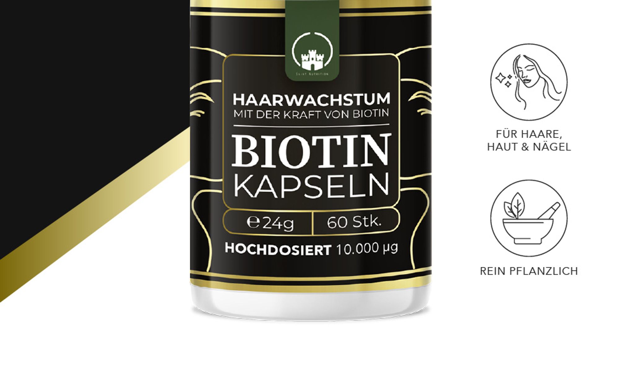 Saint Nutrition® Biotin Kapseln – Haarwachstum – anregen der Haarwurzeln – wenig Haare – volles und kräftiges Haar – für Männer und Frauen - B7