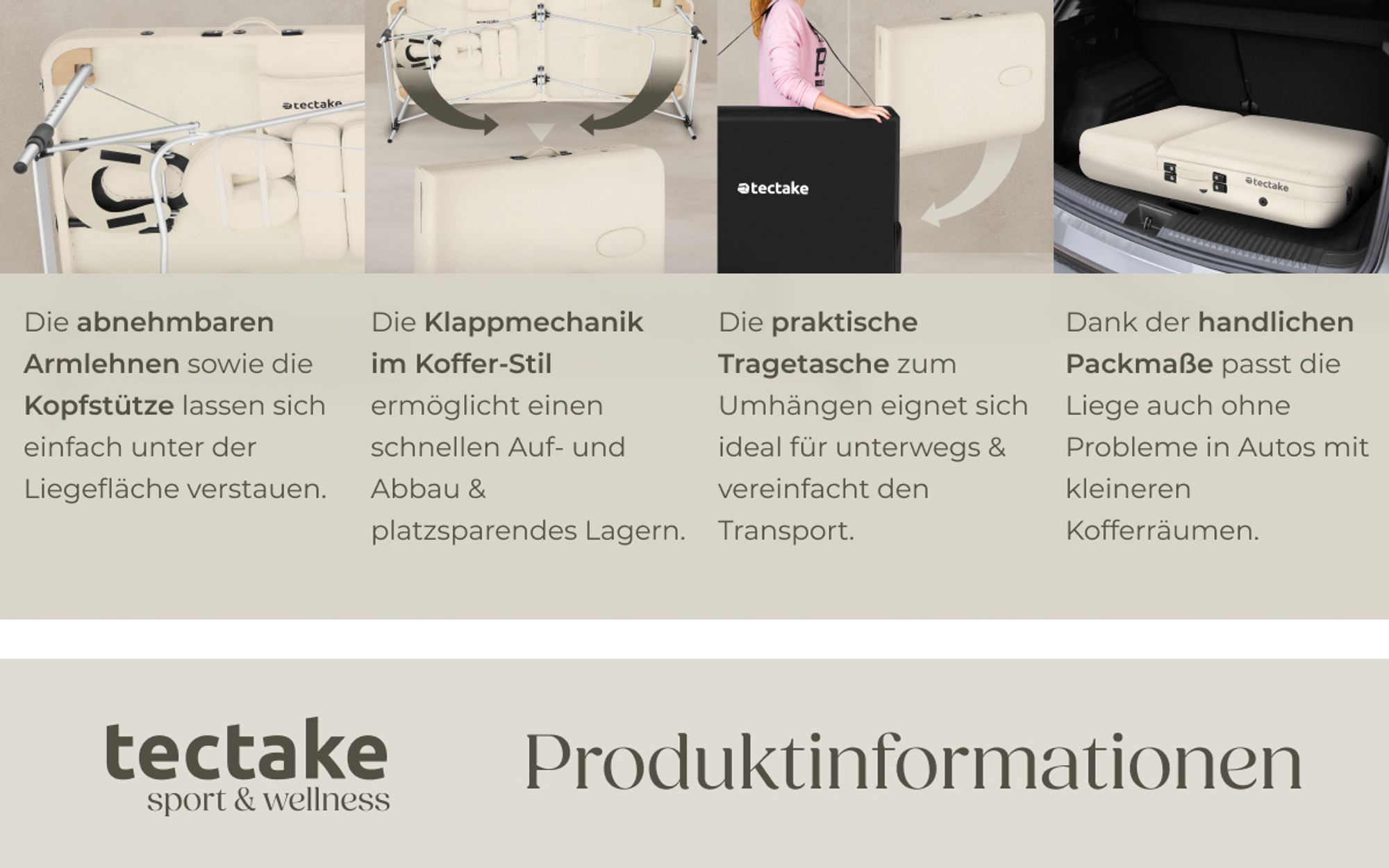 tectake® 3 Zonen Massageliege Phuket Breite 70 cm, Polsterung 5 cm 212 x 103 x 90 cm