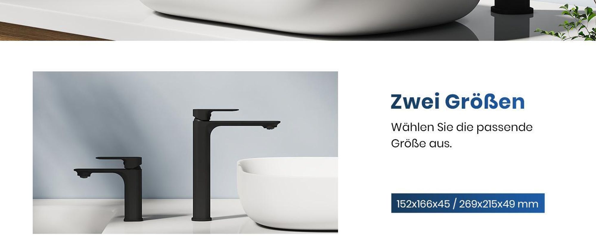 EMKE Waschbeckenarmatur Waschtischarmatur Badarmatur Einhebelmischer Wasserhahn Bad aus Messing 269 x 215 x 49mm Matt Schwarz