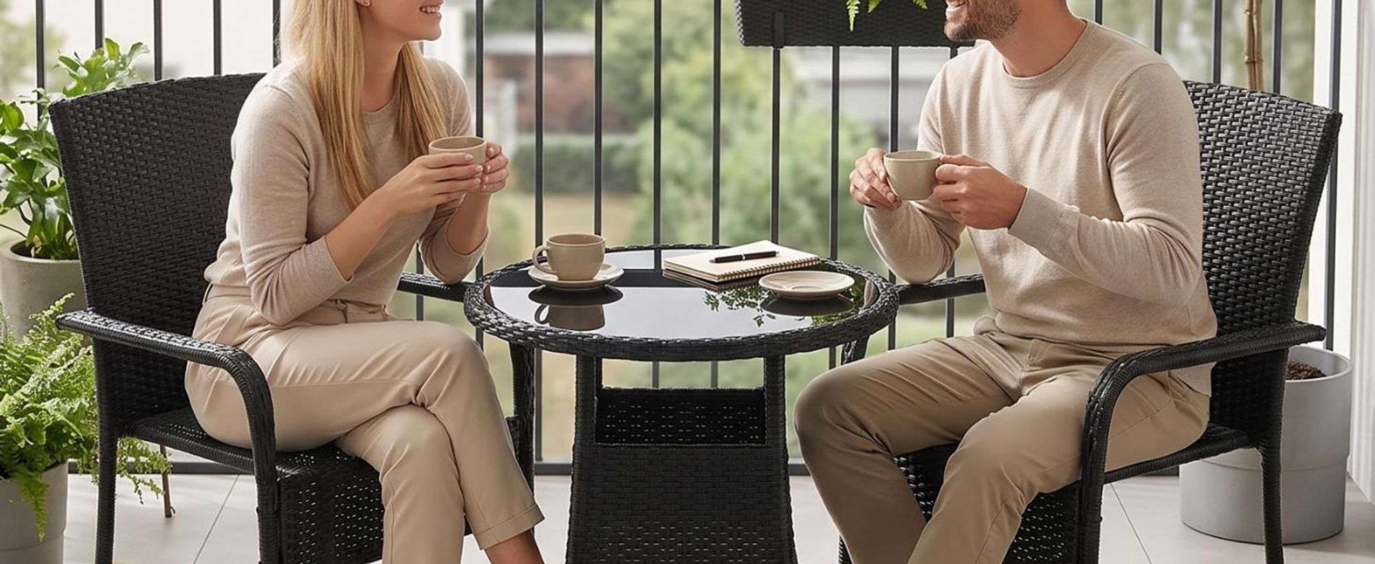 Juskys Polyrattan Gartenstühle Yoro 8er Set - mit Armlehnen & Rückenlehne - 8 Stühle stapelbar - Rattan Stuhl Garten - Stapelstuhl Schwarz