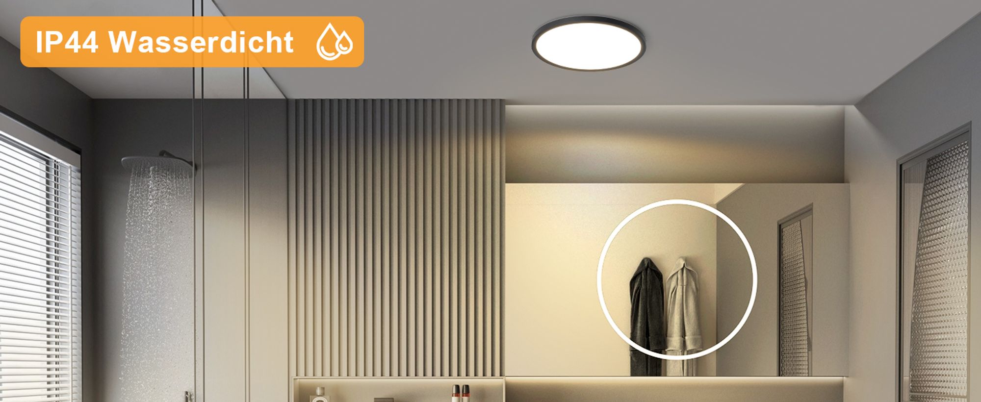 ZMH Deckenlampe LED Deckenleuchte Flach Schlafzimmerlampe 18CM Badezimmerlampe 15W Küchenlampe  Schlafzimmer Schwarz Deckenbeleuchtung Flurlampe Decke Badlampe 3000K für Küche Flur