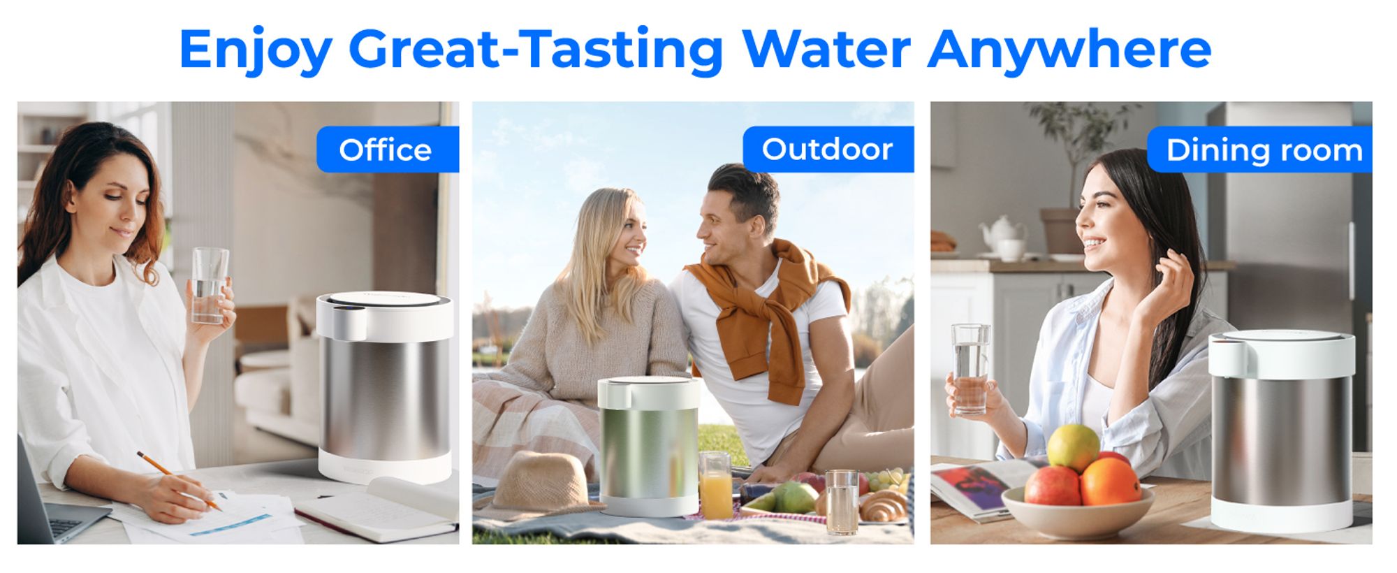 Waterdrop Edelstahl Wiederaufladbarer Wasserfilterspender, WD-ED21W 5,3L 3 Monate Wasserenthärt Elektrischer Kann, Reduziert Kalzium