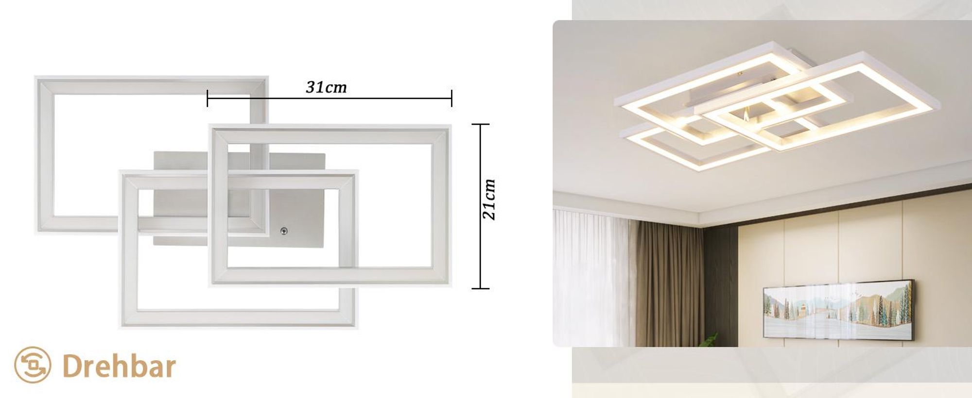 ZMH LED Deckenleuchte Weiß Deckenlampe lampe Dimmbar mit Fernbedienung RGB Farbwechsel 45W für Schlafzimmer Wohnzimmer Küche Flur