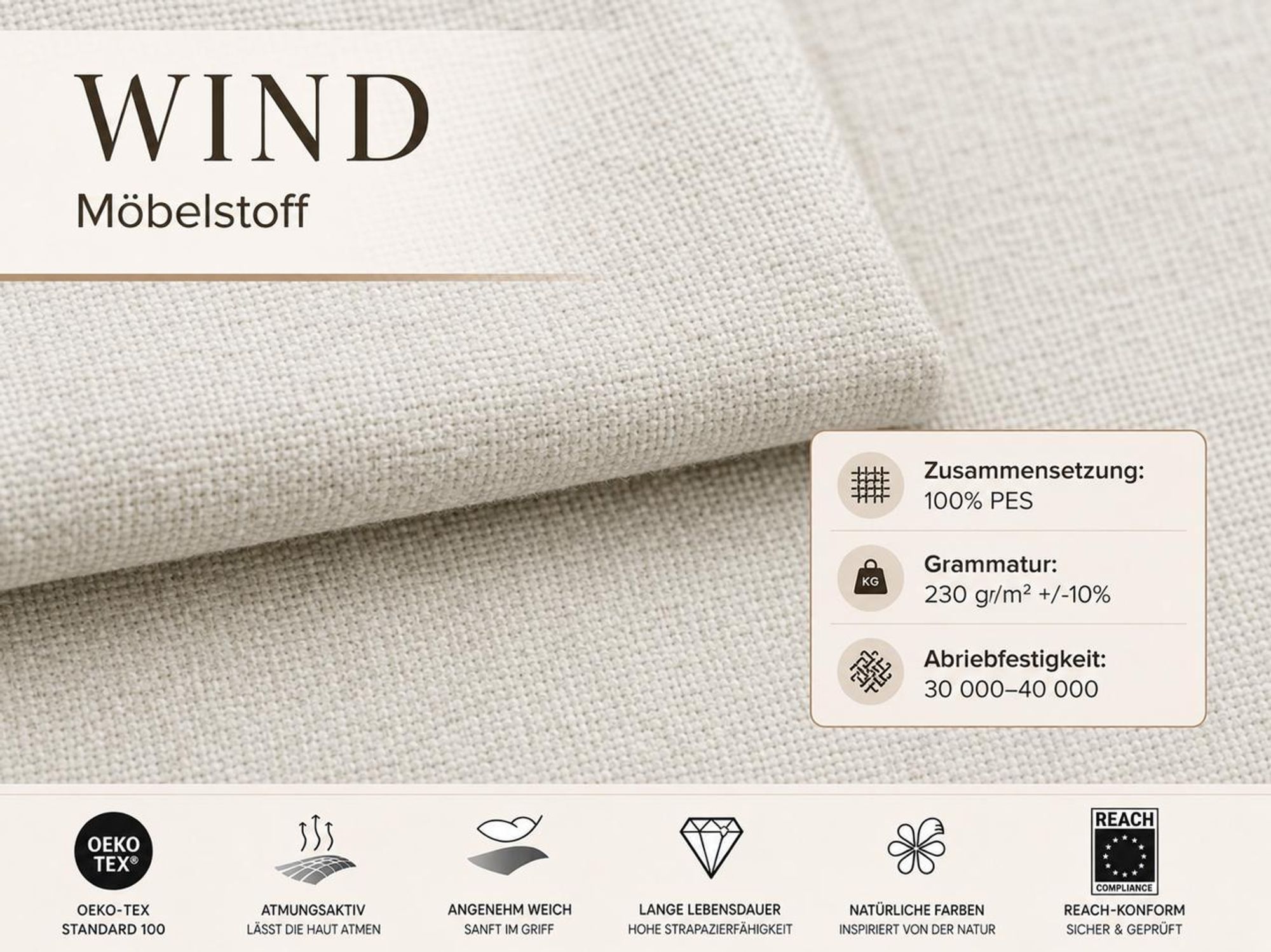Boxspringbett 200x200 mit Bettkasten ARENO, Komplett-Set mit Kissen-Kopfteil, Bonell-Matratze H3 und Topper - Beige